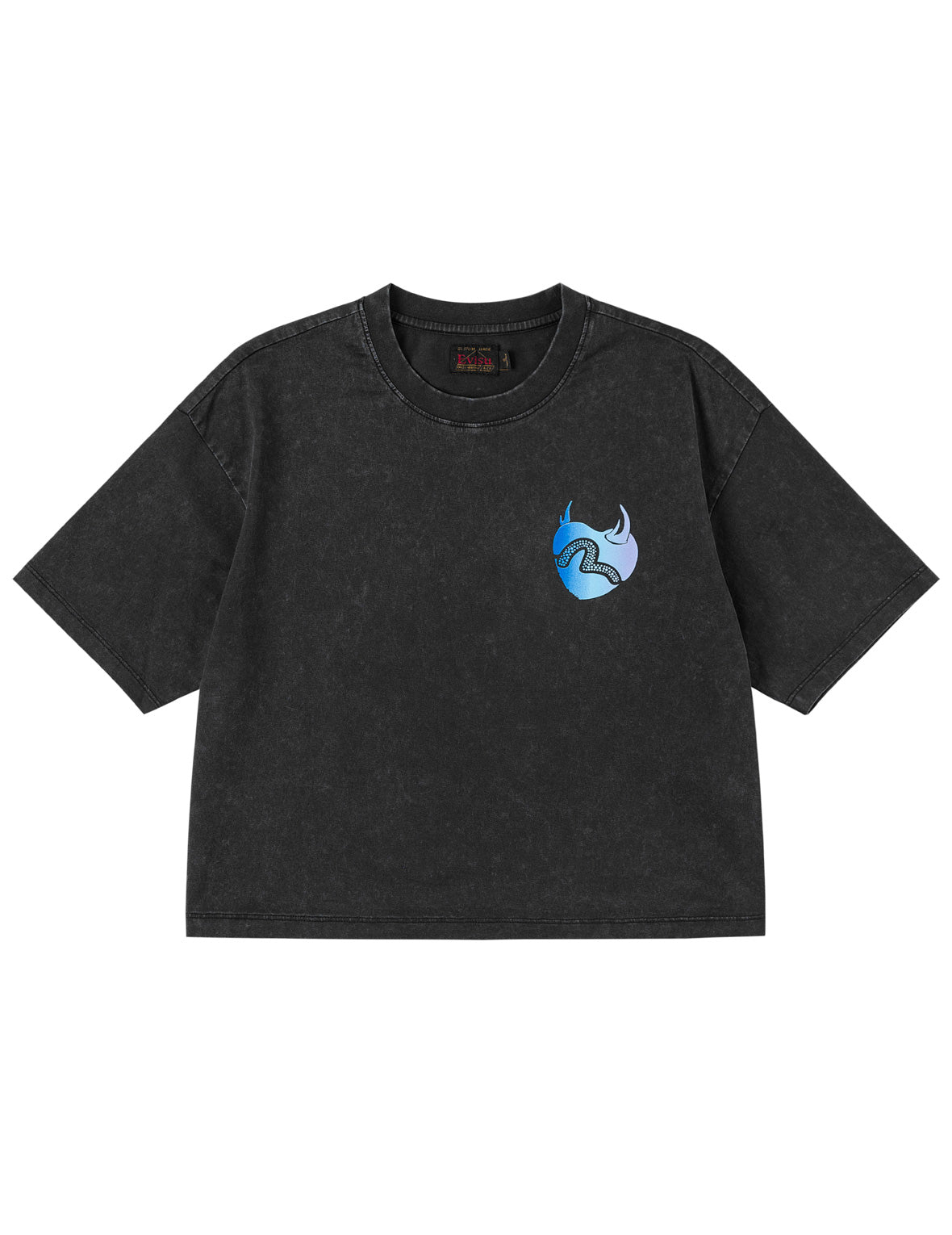 EVISU 데빌 하트 모양 갈매기 엠보스 티셔츠