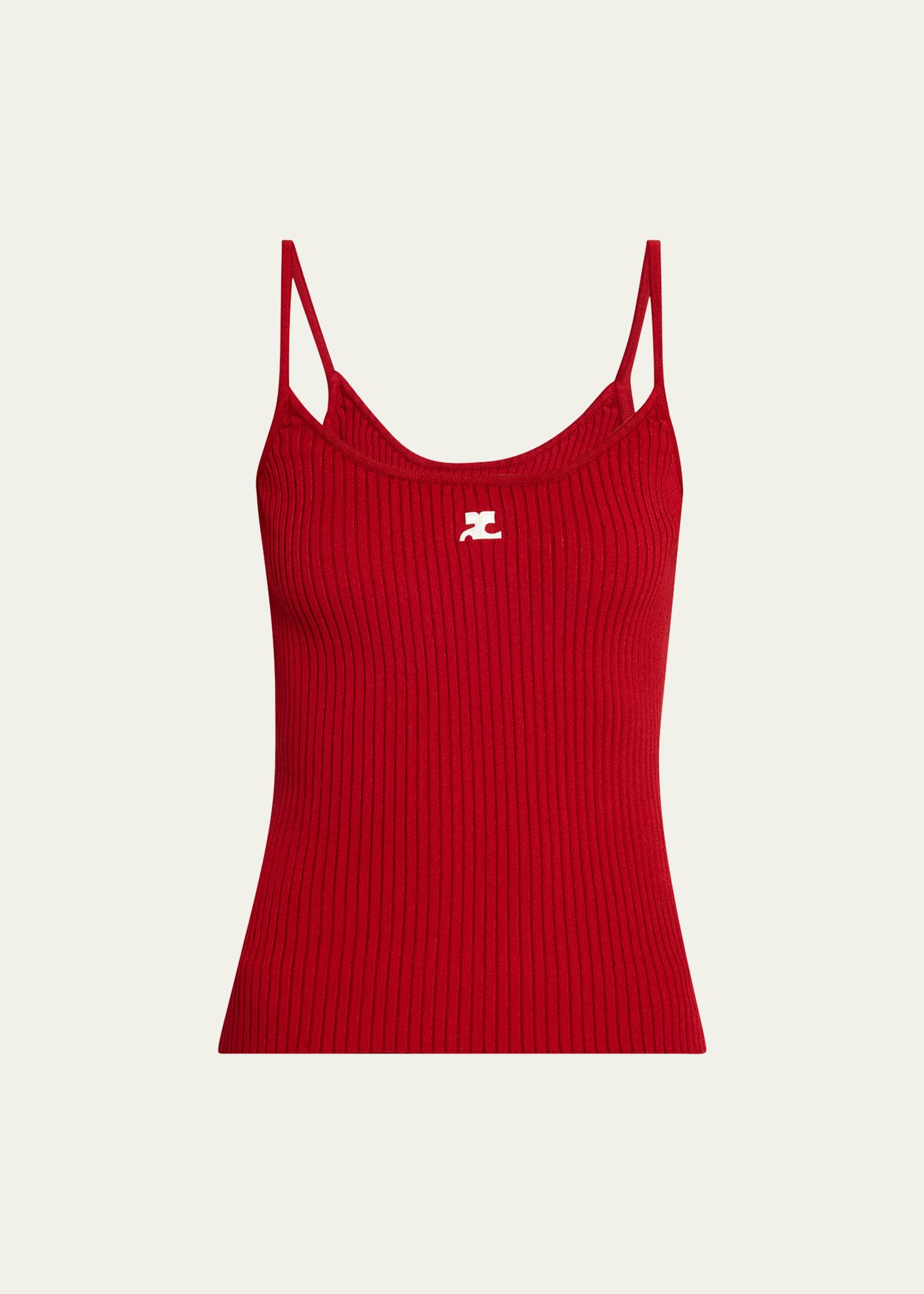 COURRÈGES 로고 리브 니트 탱크탑