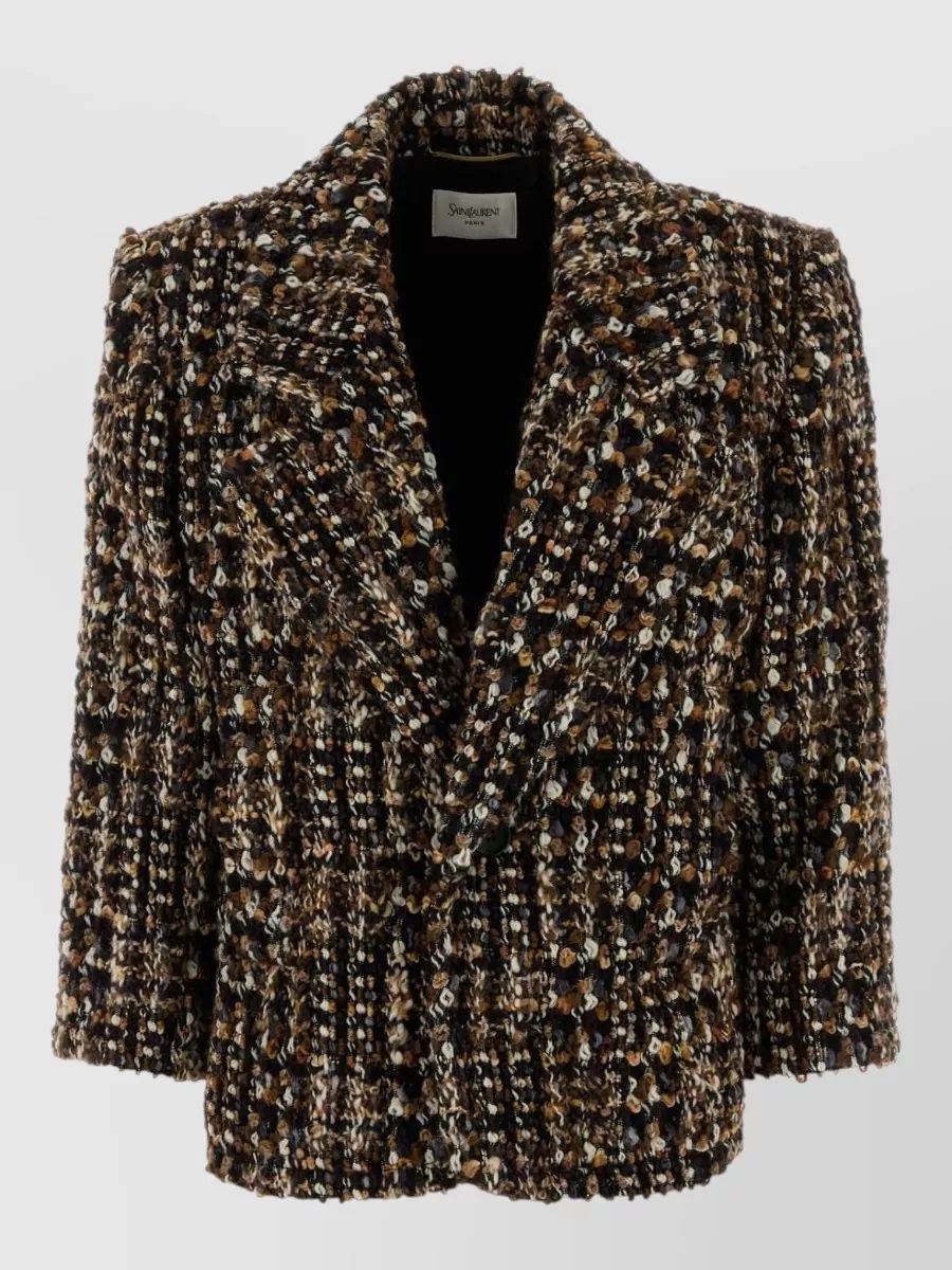 SAINT LAURENT 트위드 싱글 브레스티드 코트