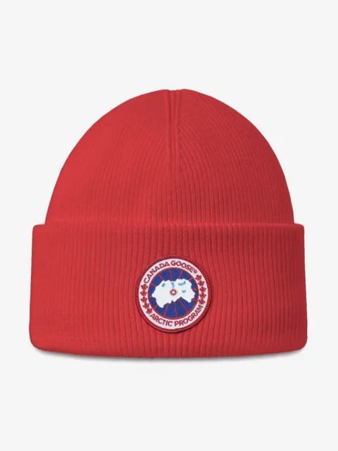Canada Goose Kids 로고 패치 비니 모자