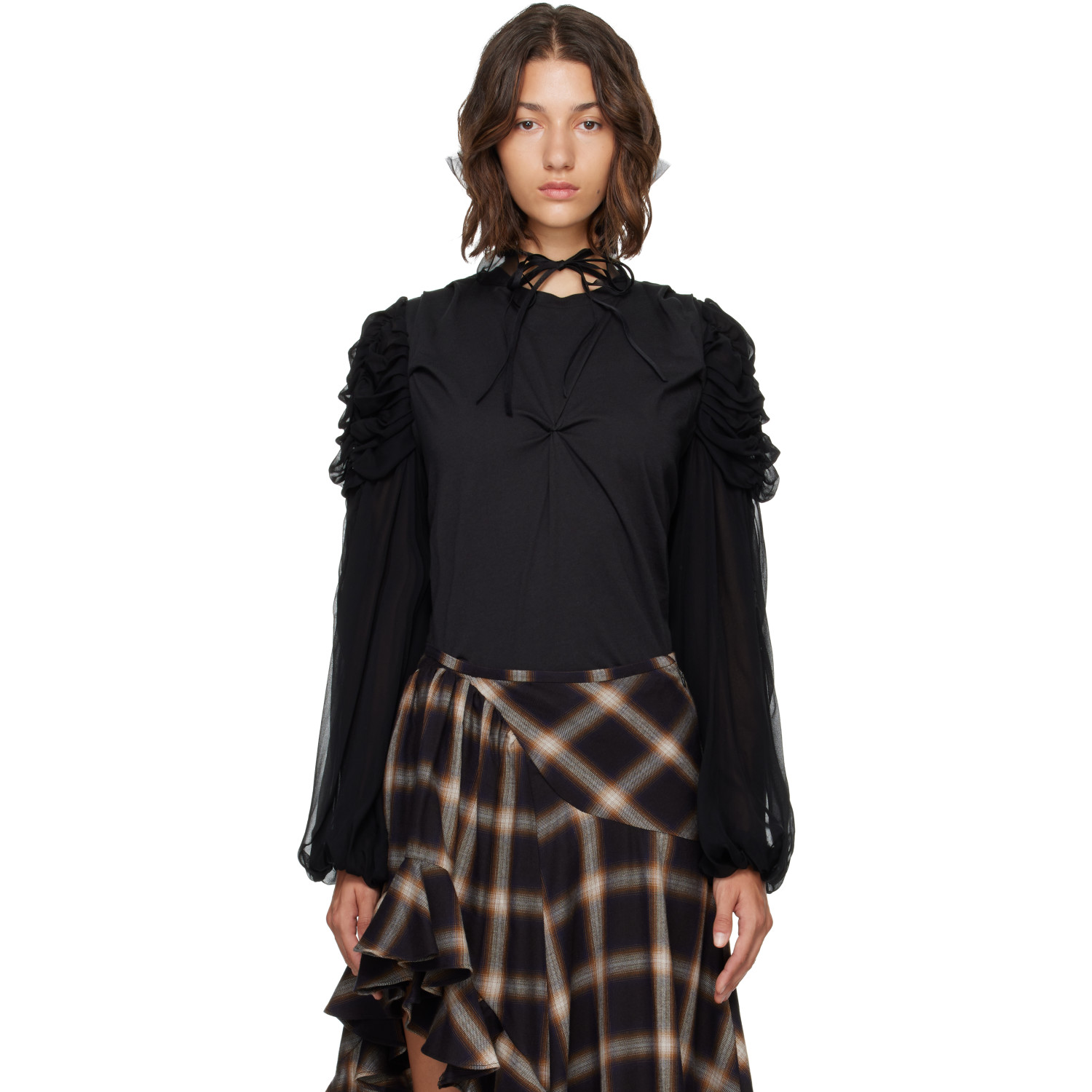 COLLINA STRADA 블랙 셀로시아 셔츠