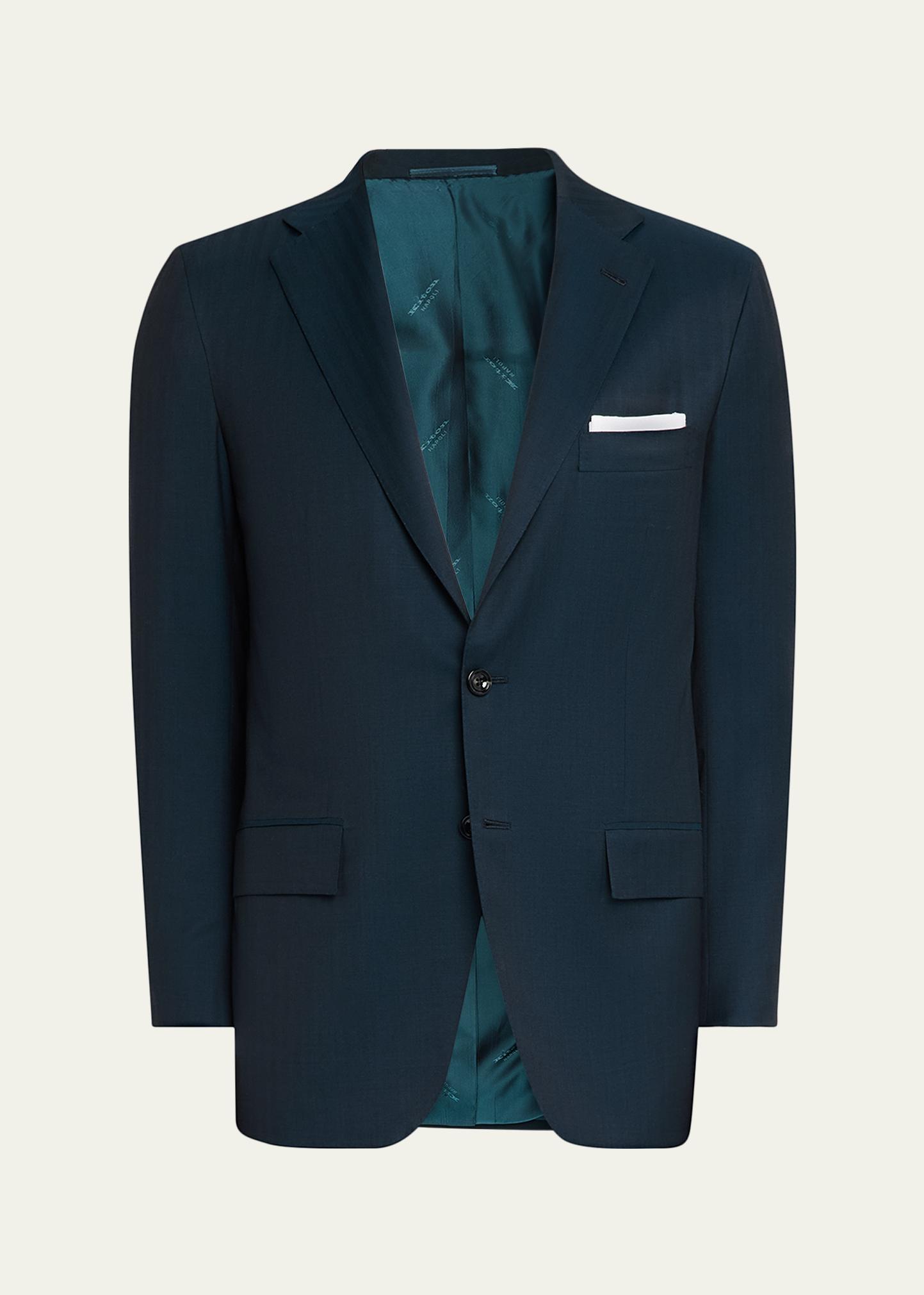 KITON 남성 울 마이크로 헤링본 투피스 수트