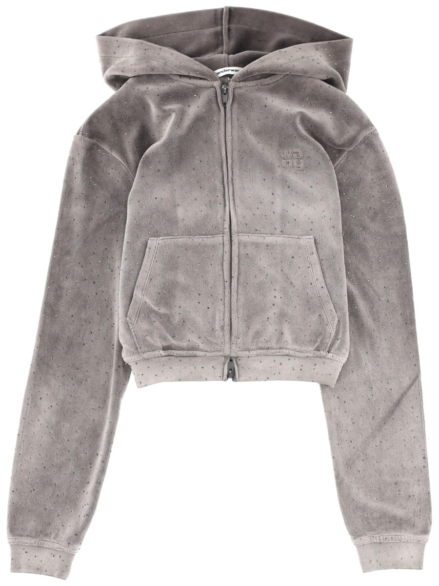 ALEXANDER WANG 알렉산더왕 t 스터드 크롭 집업 후드