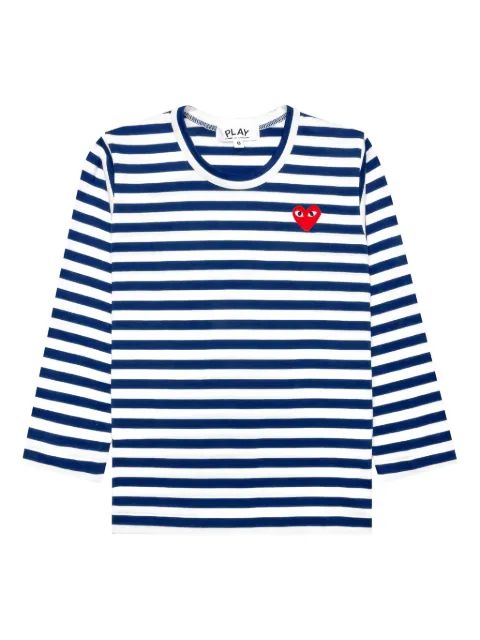 Comme Des Garçons Play Kids 스트라이프 하트 로고 티셔츠
