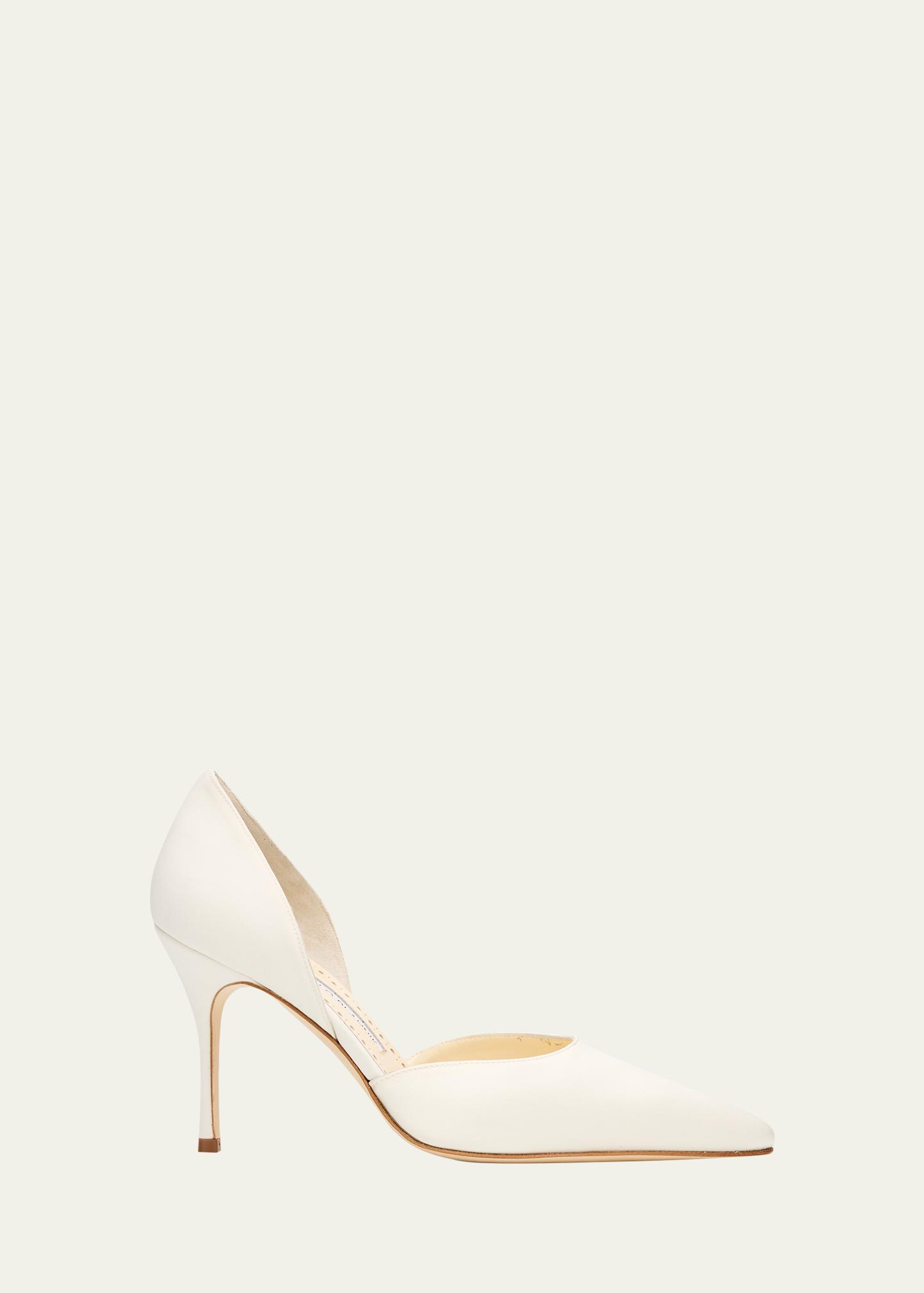 Manolo Blahnik 90mm 테일러비누 새틴 포인티드 토 펌프스