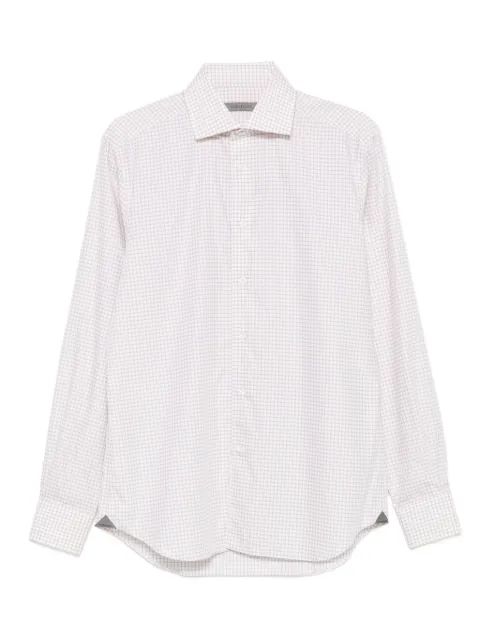 Corneliani 체크 프린트 롱 슬리브 셔츠