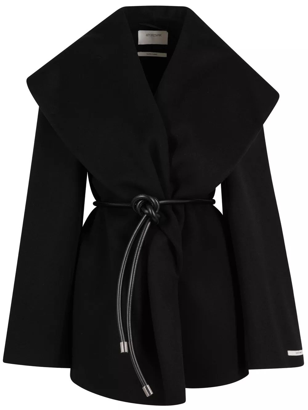 SPORTMAX 가죽 벨트 울 랩 코트