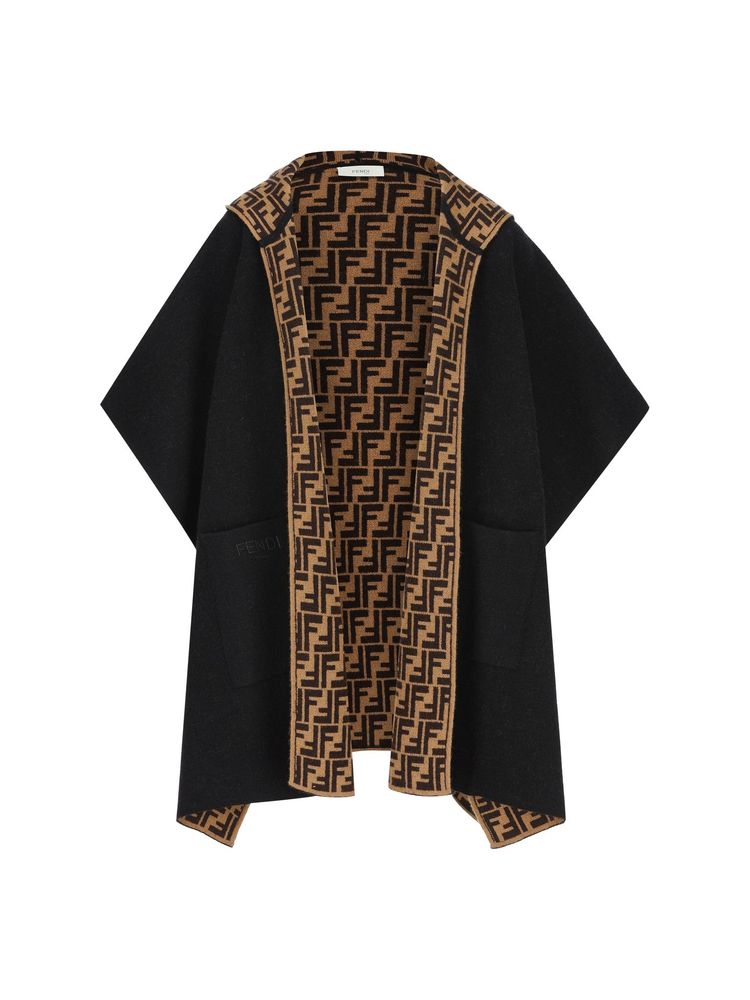 Fendi Kids 로고 인타르시아 니트 케이프