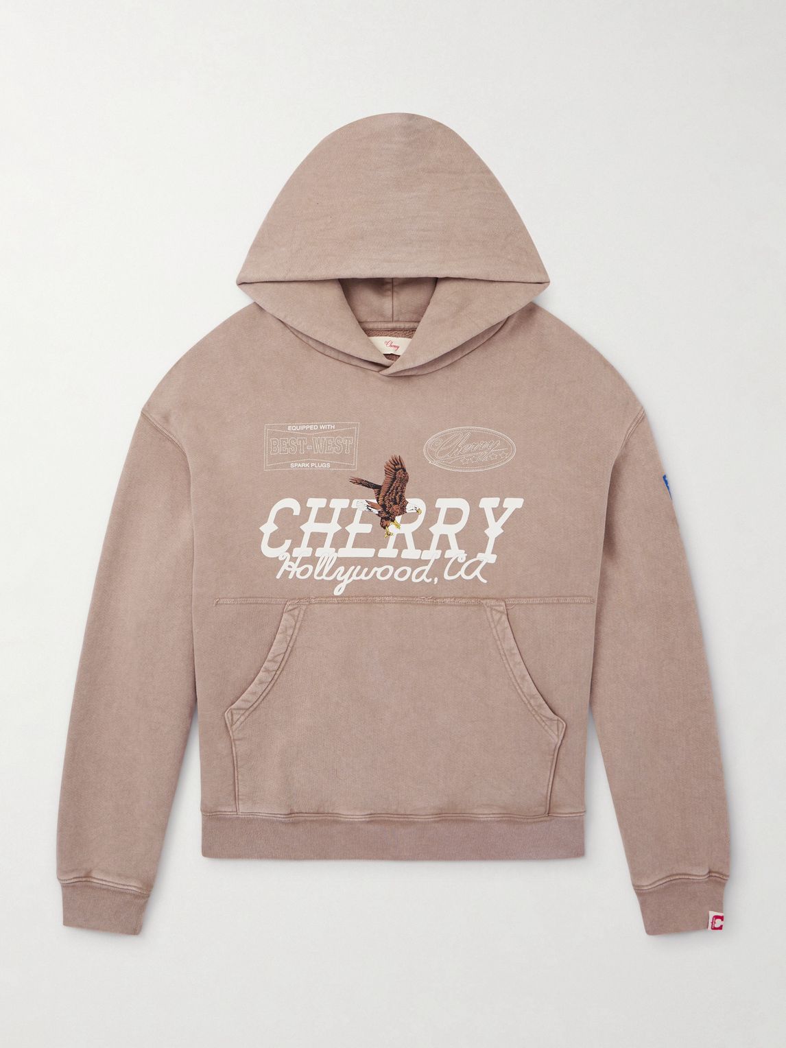 CHERRY LOS ANGELES 로고 프린트 면 저지 후드티