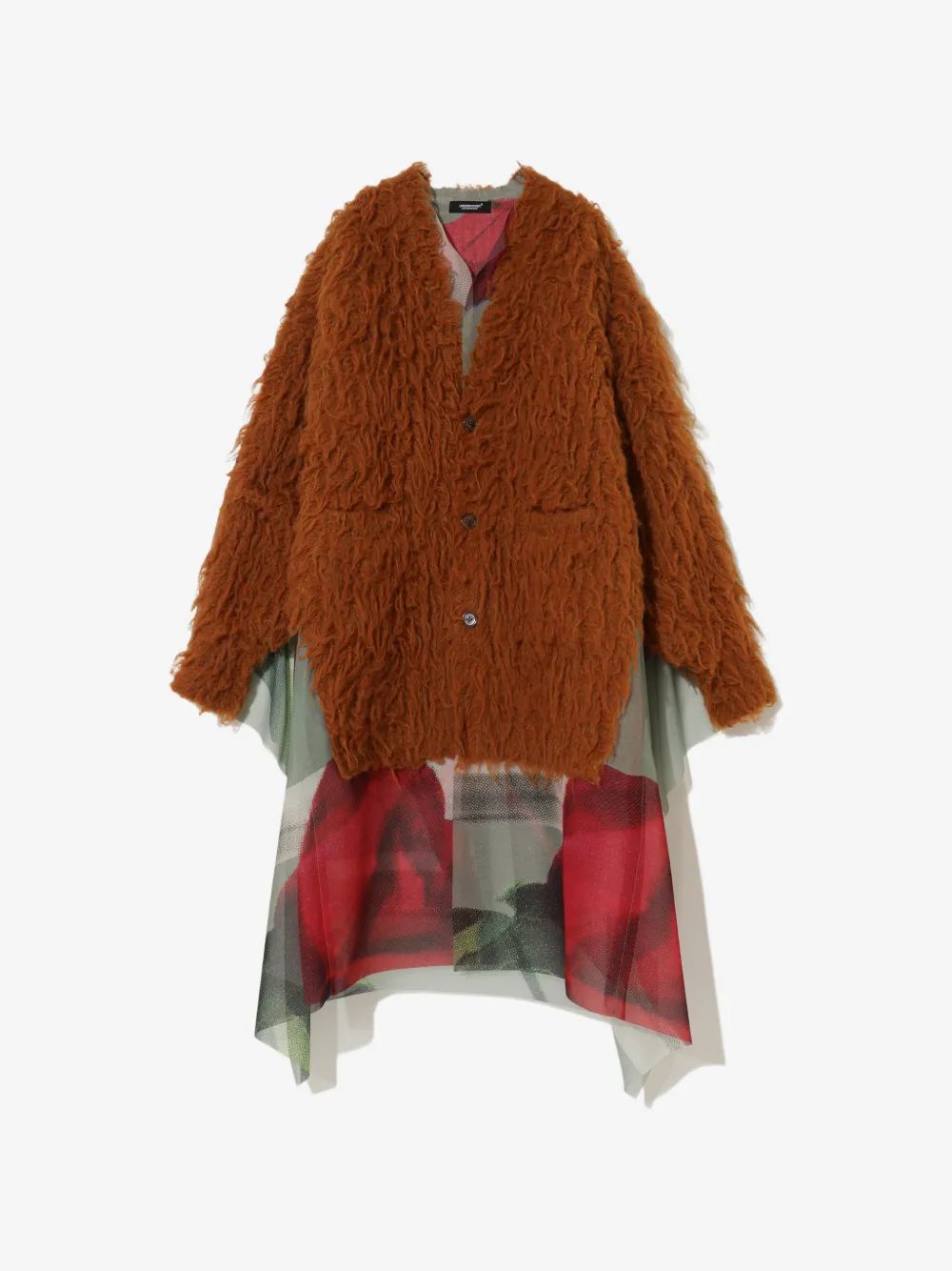 UNDERCOVER 플로럴 프린트 샤기 코트