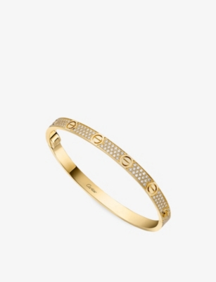 CARTIER 러브 페이브드 미디엄 18ct 옐로우 골드와 1.67ct 다이아몬드 팔찌