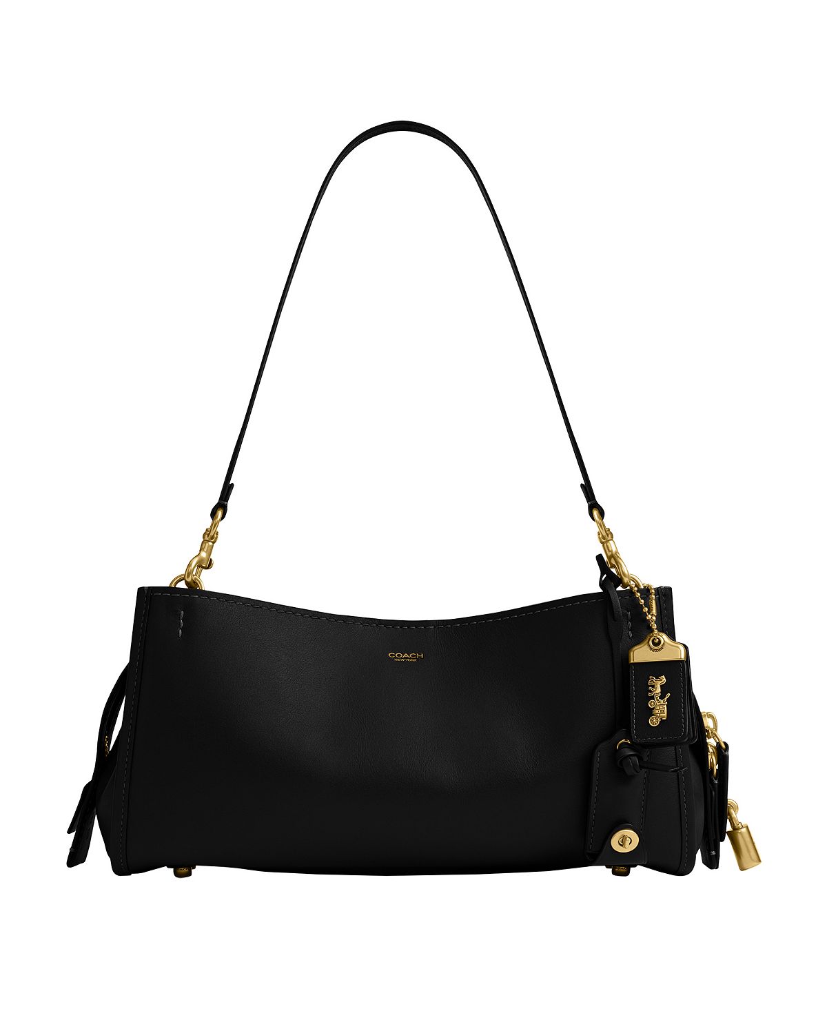 COACH 로그 미디엄 가죽 숄더백 34