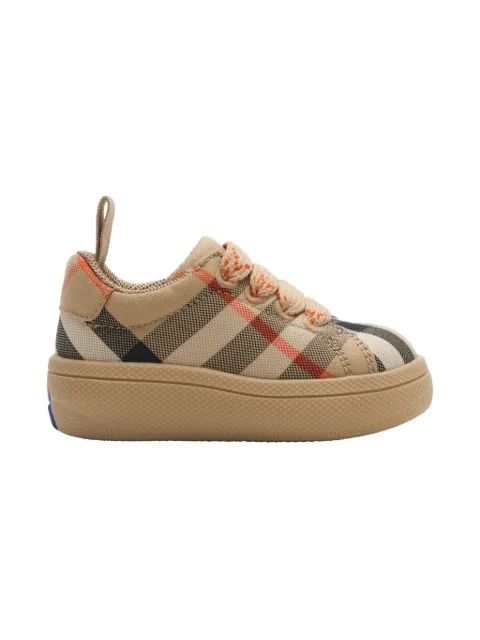 Burberry Kids 체크무늬 면 스니커즈