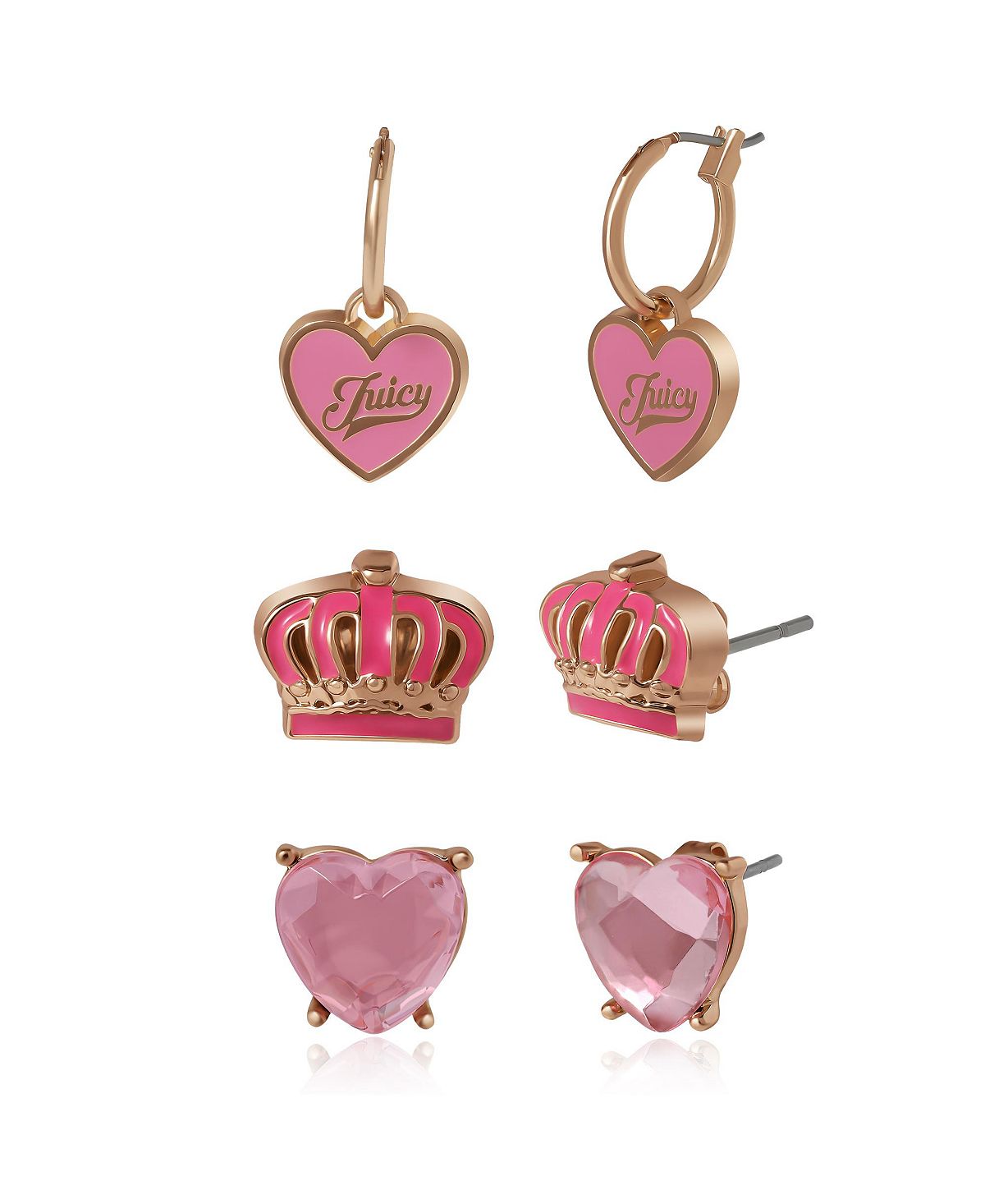 Juicy Couture Kids 3페어 귀걸이 세트 스타일리시 스터드 컬렉션