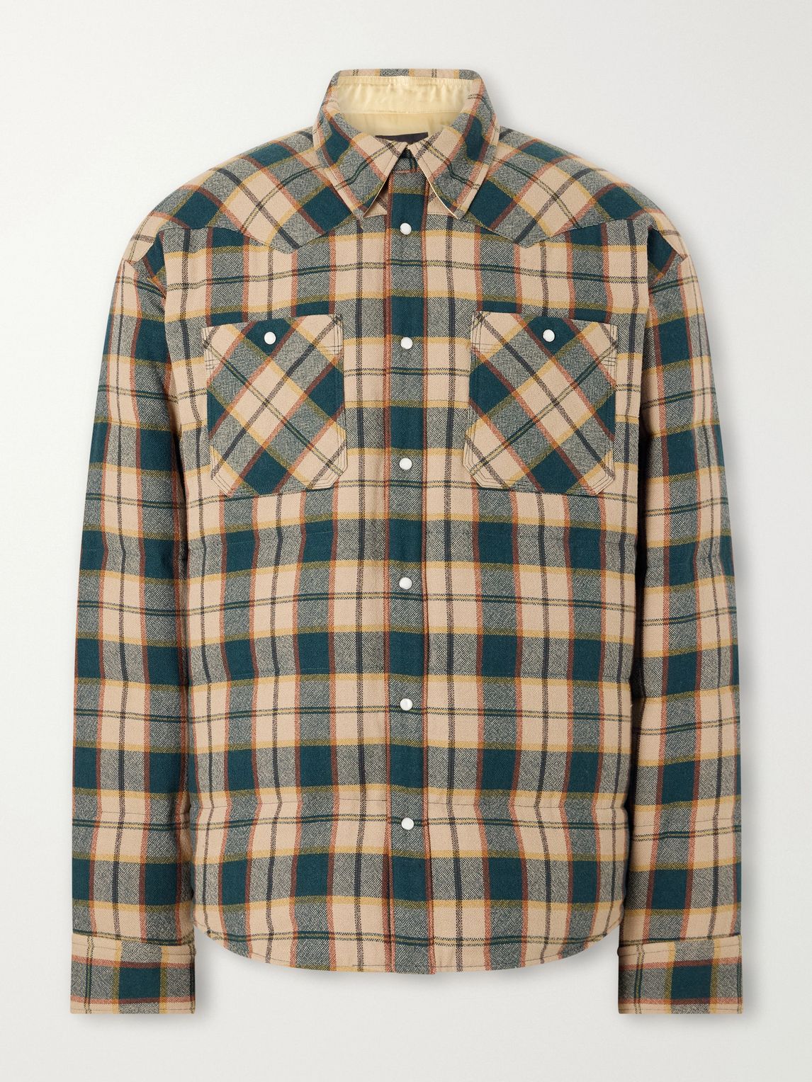 Visvim 체크 울 린넨 혼합 다운 자켓