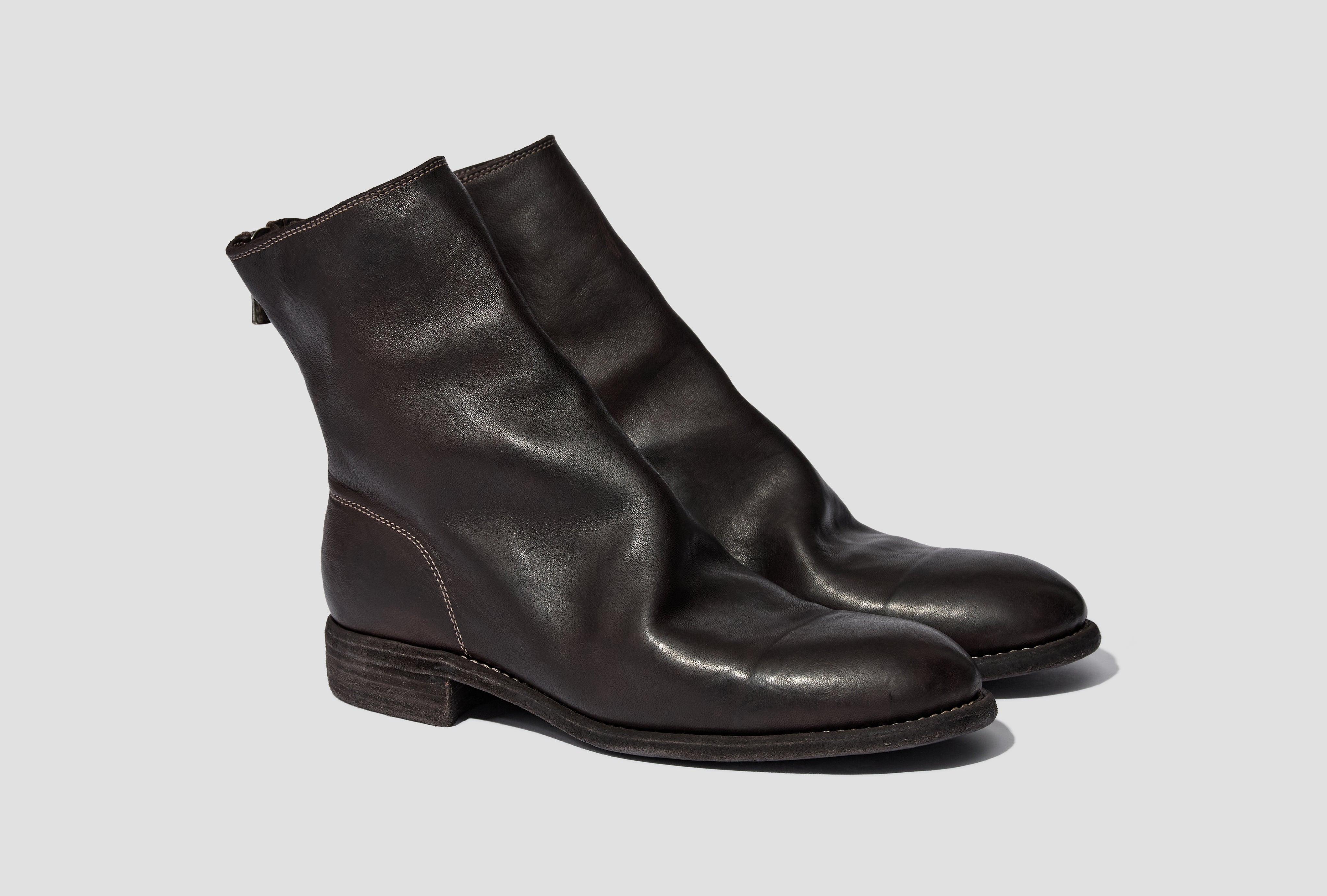 GUIDI 백 지퍼 부츠 호스 풀 그레인 가죽 밑창 CV60T 986X