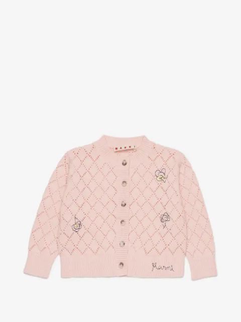 Marni Kids 자수 디테일 오픈워크 가디건