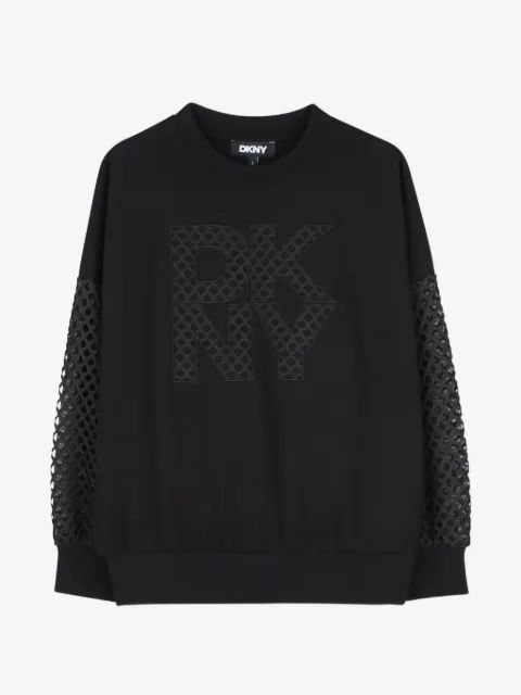 Dkny Kids 로고 패치 메쉬 디테일 스웨터
