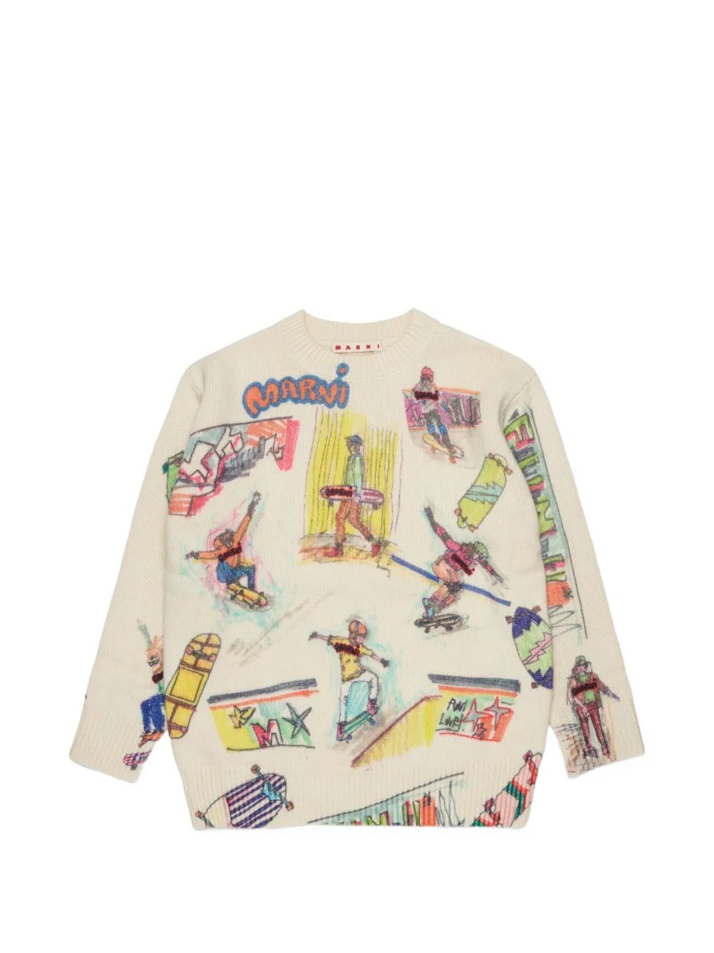 Marni Kids 스케이터 프린트 니트 스웨터