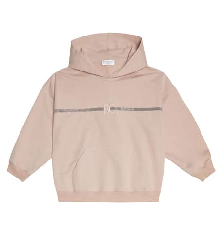 Brunello Cucinelli Kids 임벨리시드 코튼 후디