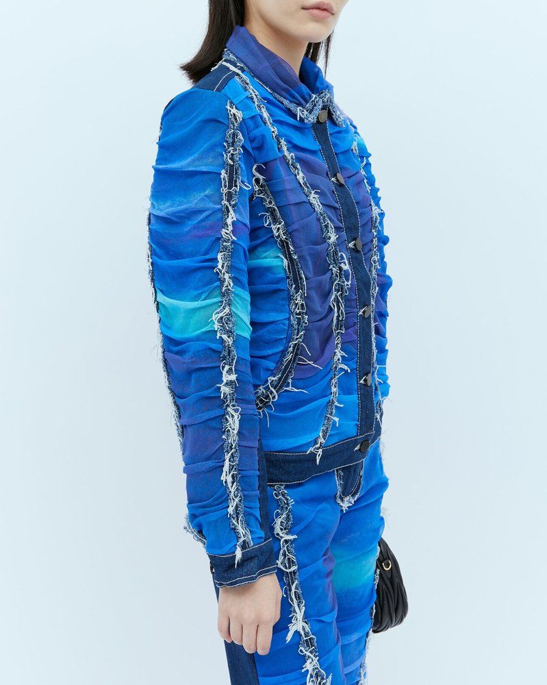 Paula Canovas Del Vas 메시 디테일 데님 자켓