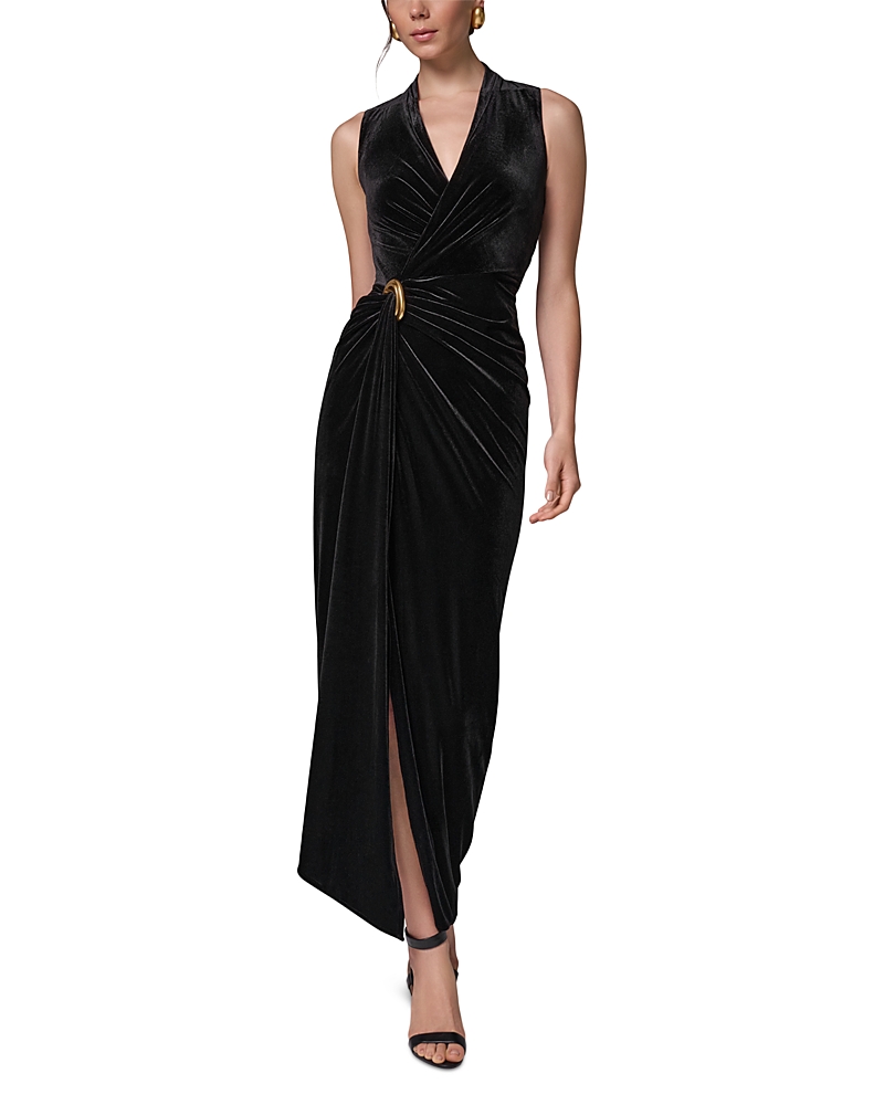 Donna Karan/ DK  슬리브리스 벨벳 랩 맥시 드레스