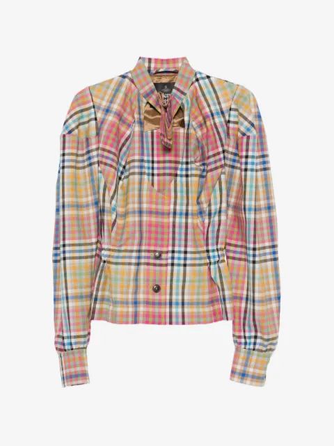 VIVIENNE WESTWOOD 체크 버튼 프론트 탑