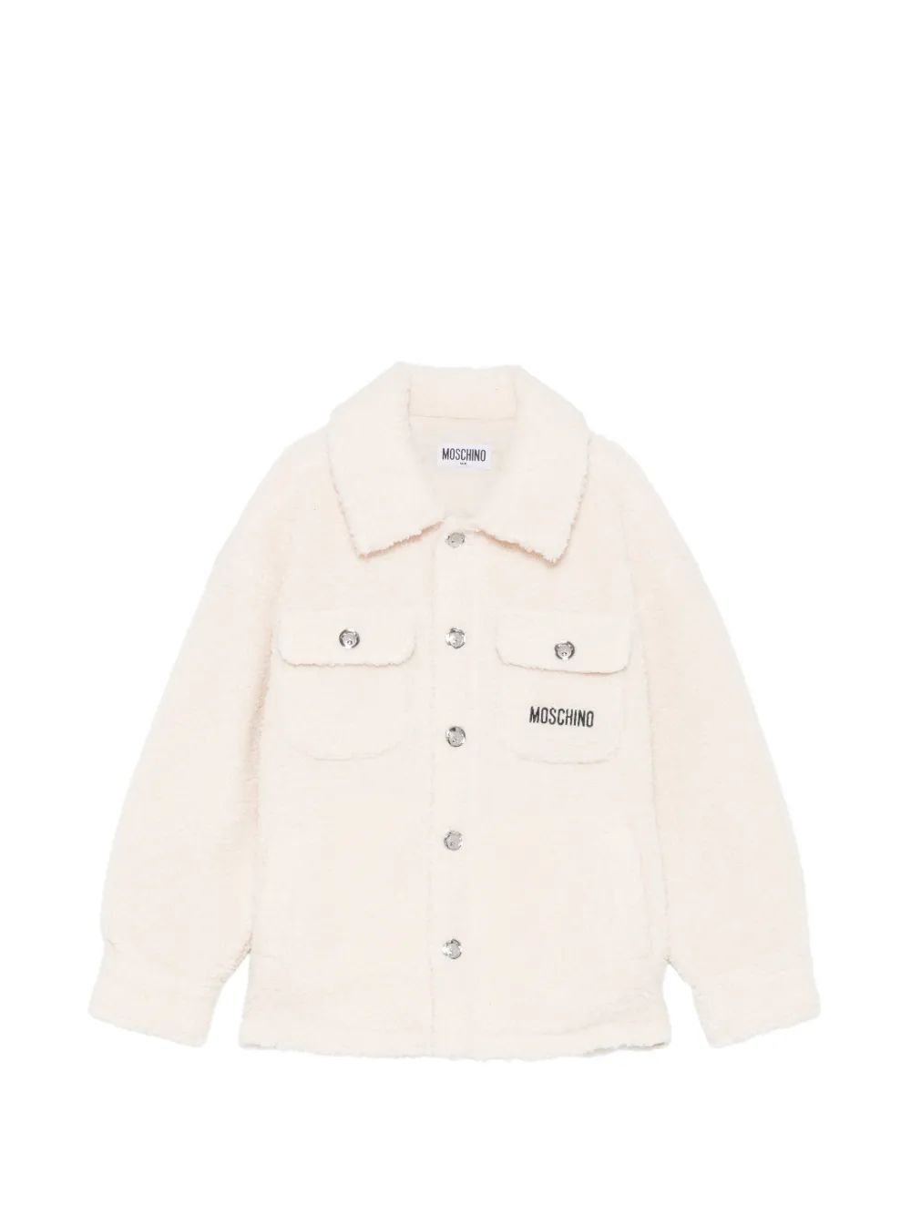 Moschino Kids 로고 자수 테디 플리스 자켓