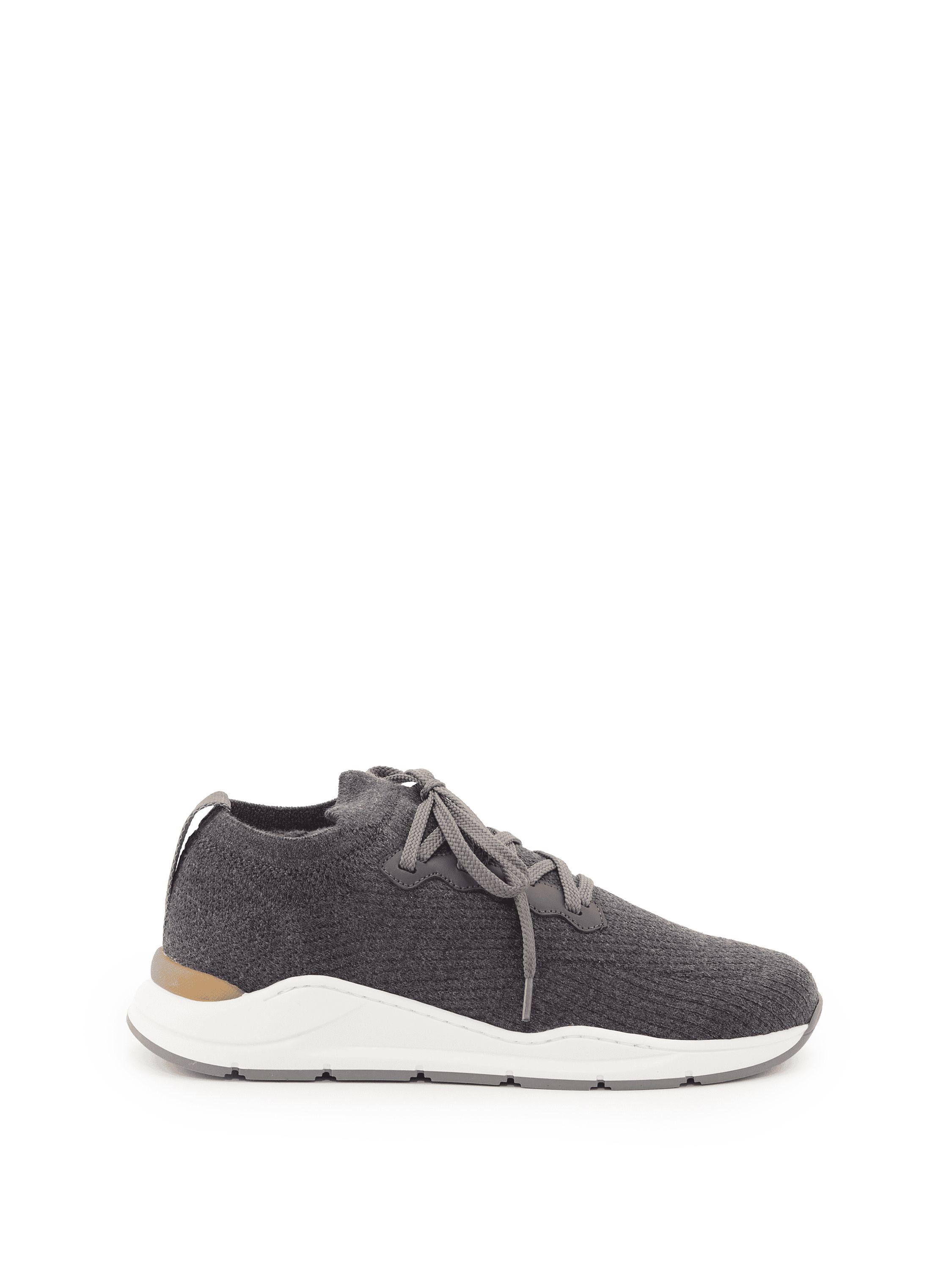 Brunello Cucinelli Kids 코튼 니트 트레이너 안트라사이트