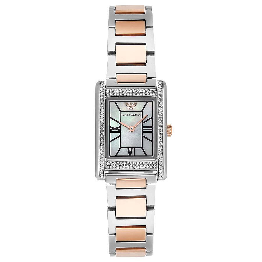 EMPORIO ARMANI 쿼츠 모더 오브 펄 다이얼 투톤 여성 시계 AR11626