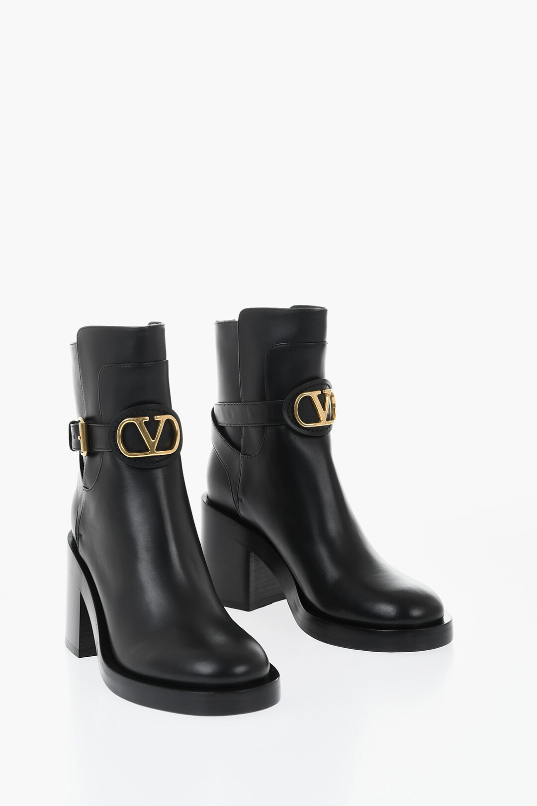 VALENTINO 로고 앵클 스트랩 가죽 앵클부츠 9cm 힐