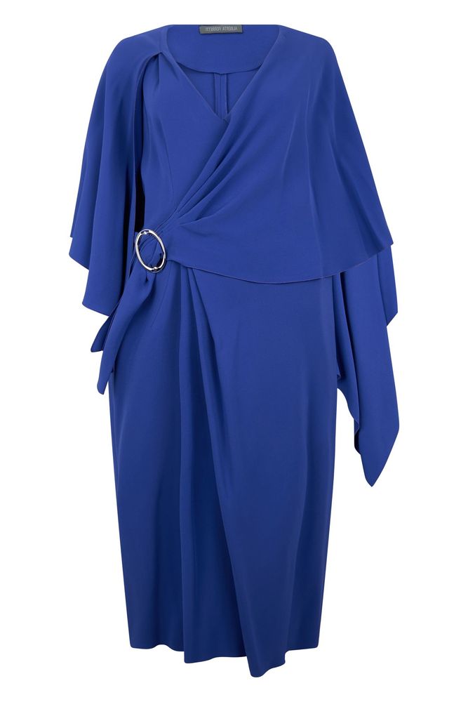 ALBERTA FERRETTI 드레이프 케이프 미디 드레스