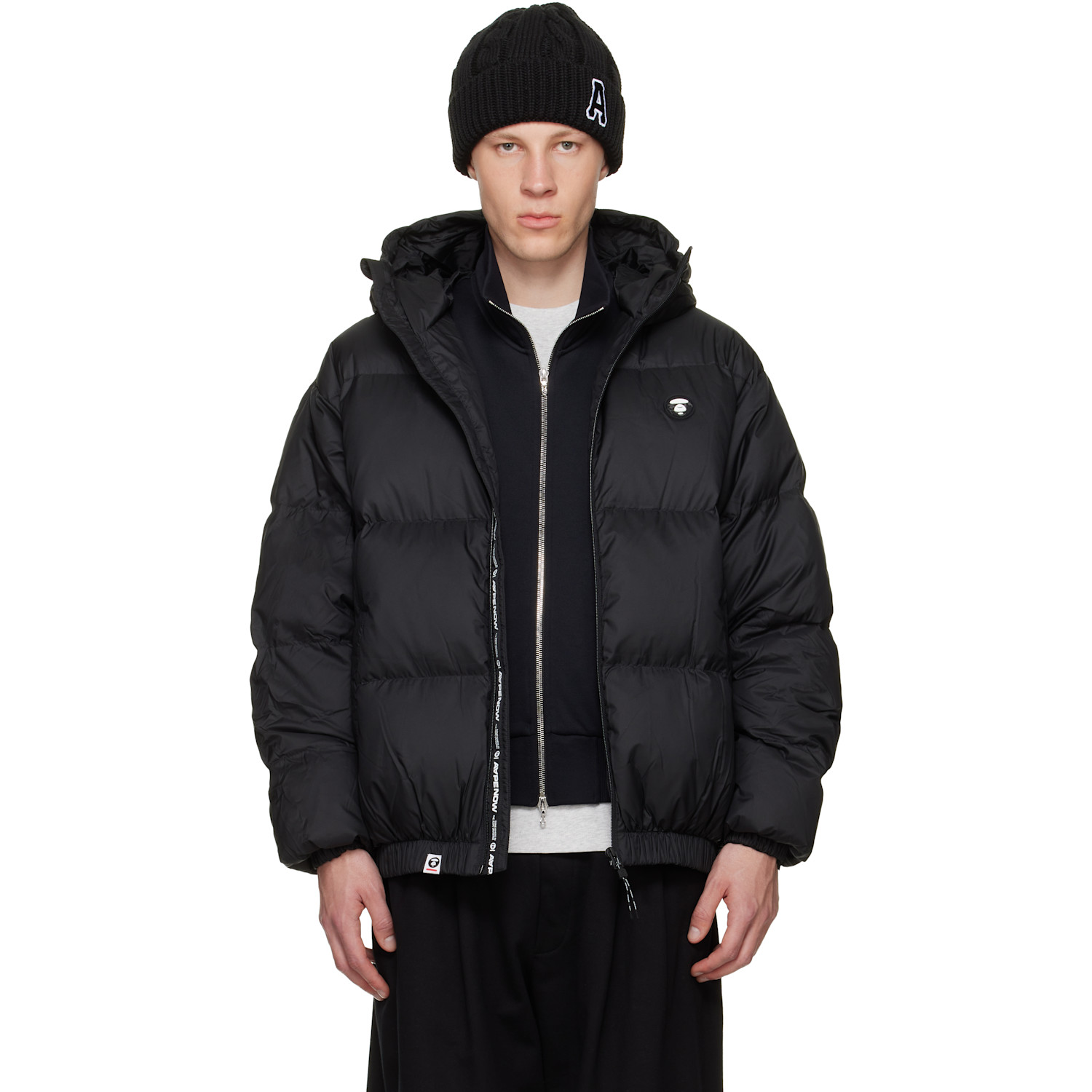 AAPE by A Bathing Ape 나우 문페이스 다운 재킷 블랙