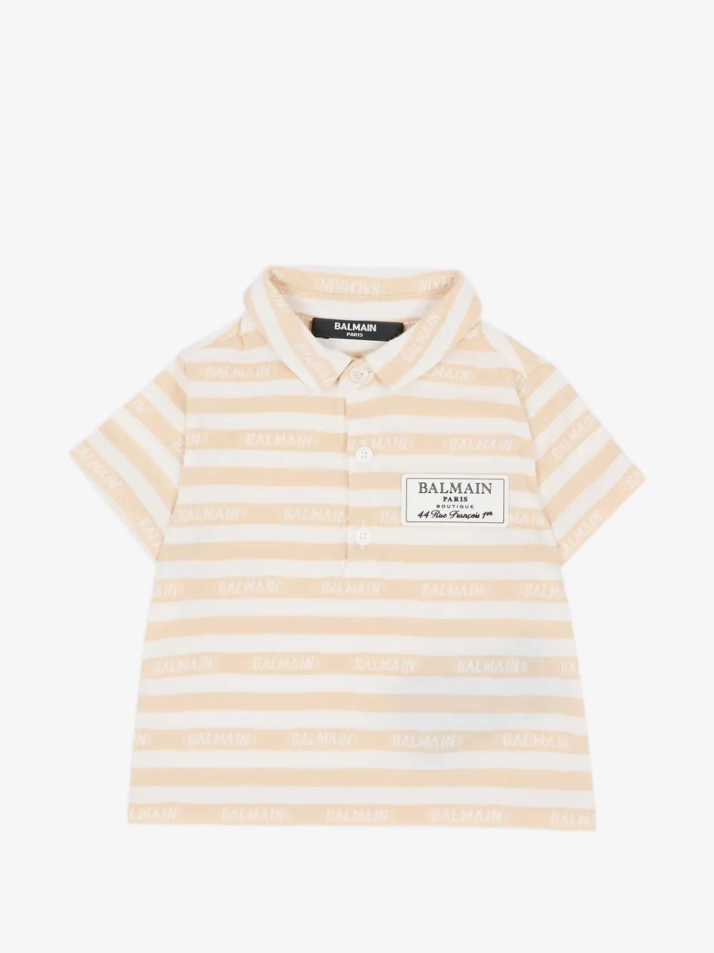 Balmain Kids 로고 프린트 스트라이프 폴로 셔츠