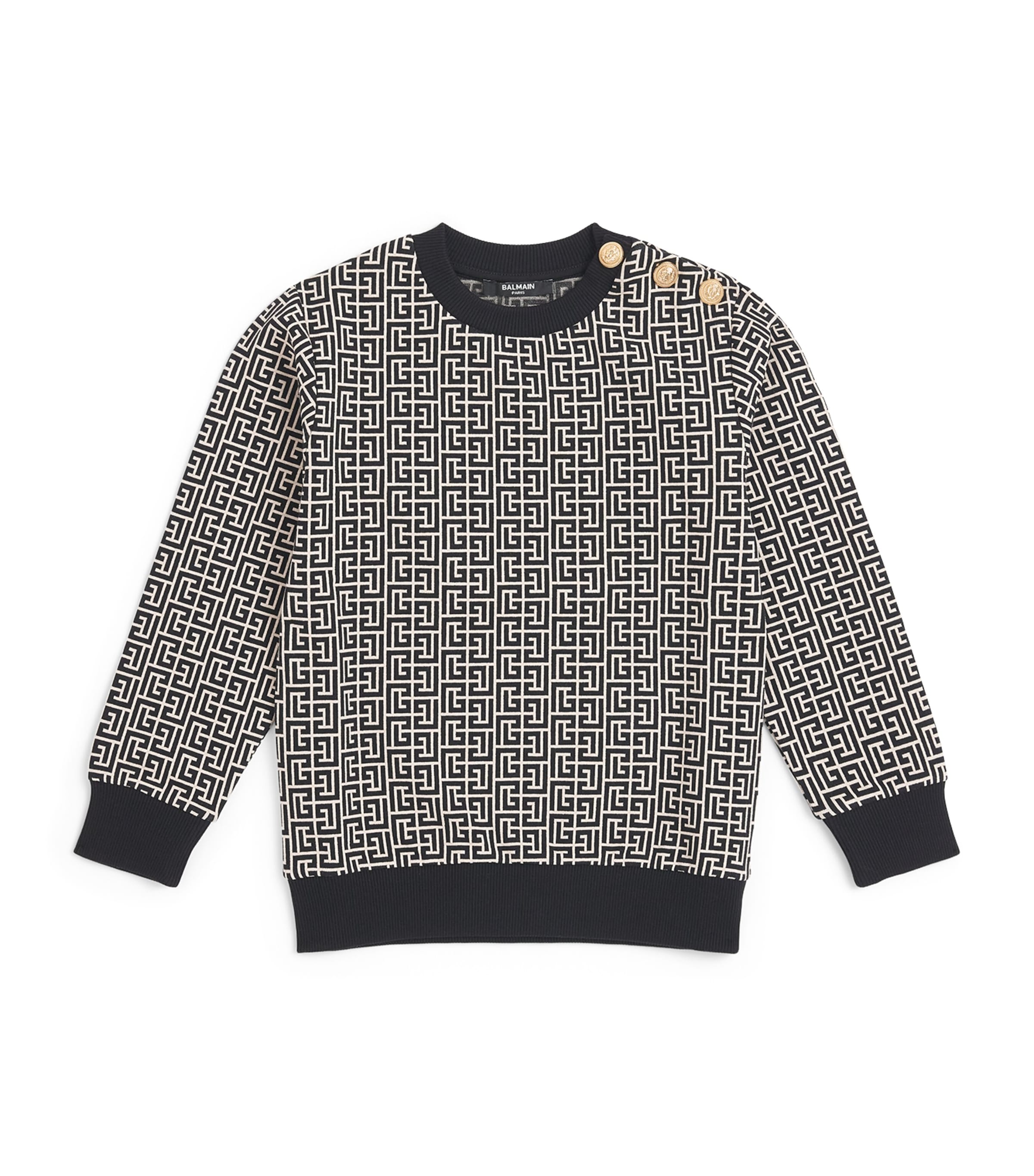 Balmain Kids 코튼 모노그램 맨투맨