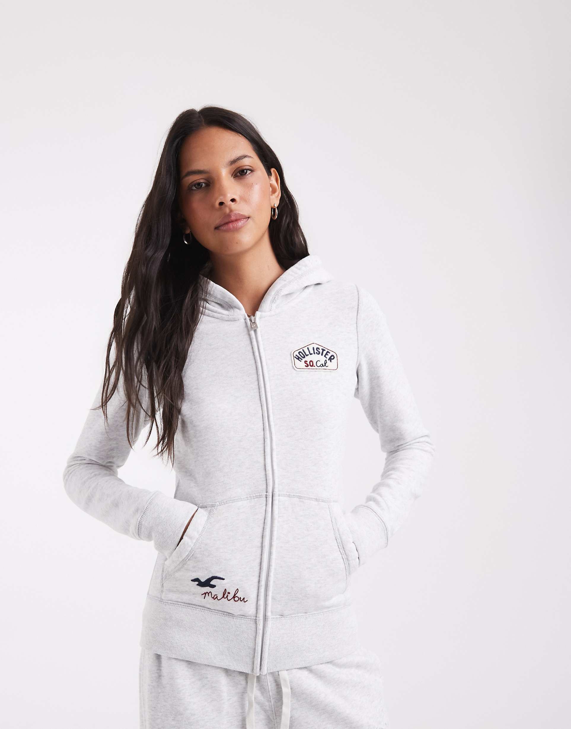 Hollister 헤리티지 로고 집업 후드