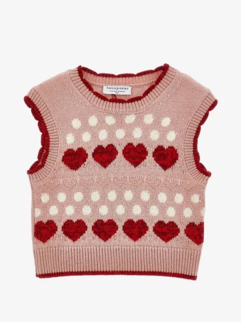 Philosophy Di Lorenzo Serafini Kids 하트 인타르시아 니트 조끼