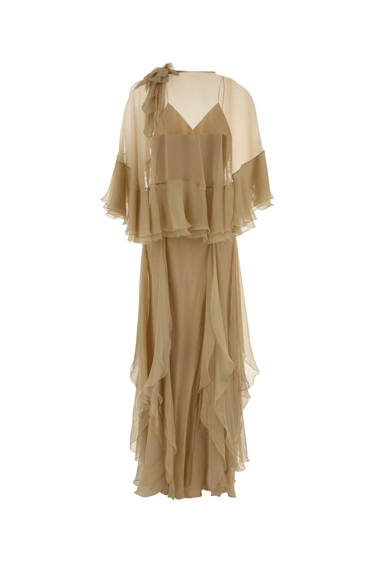 ALBERTA FERRETTI 베이지 실크 롱 드레스