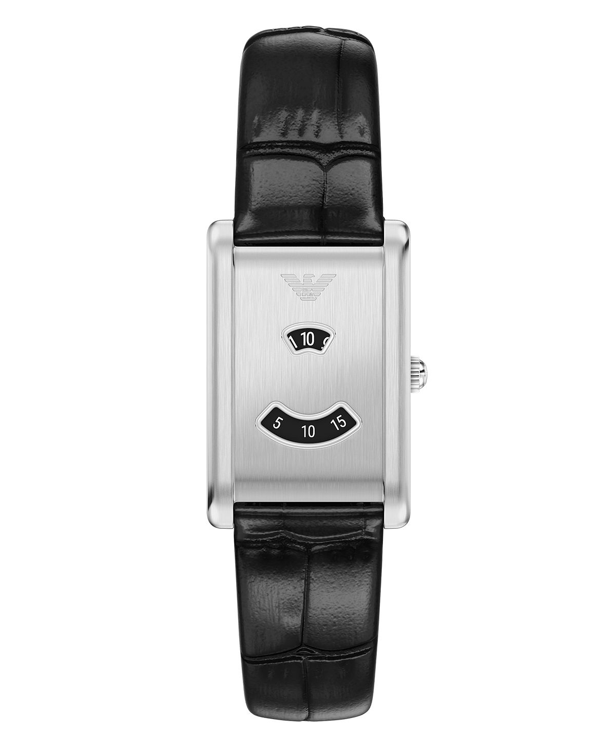 EMPORIO ARMANI 남성 투 핸드 쿼츠 미스터리 아워 블랙 가죽 시계 31mm