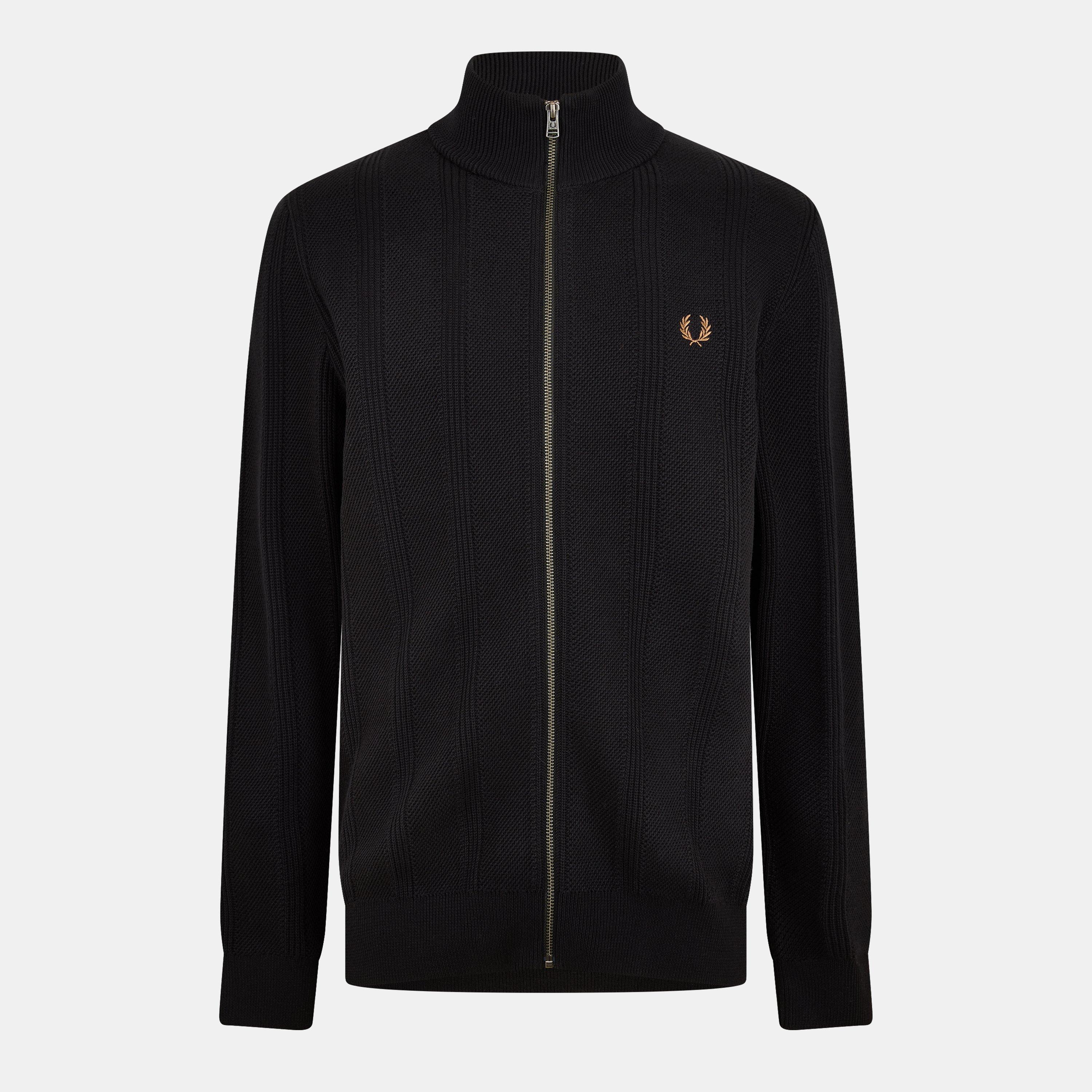 Fred Perry 남성 텍스처 풀집업 니트 탑