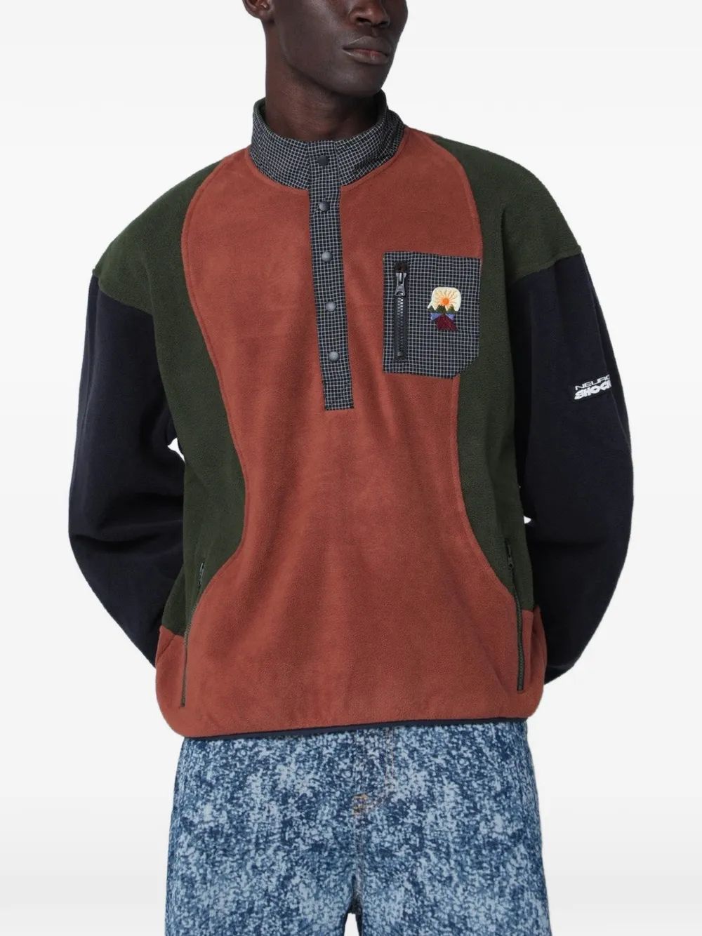 Brain Dead 컬러 블록 맨투맨
