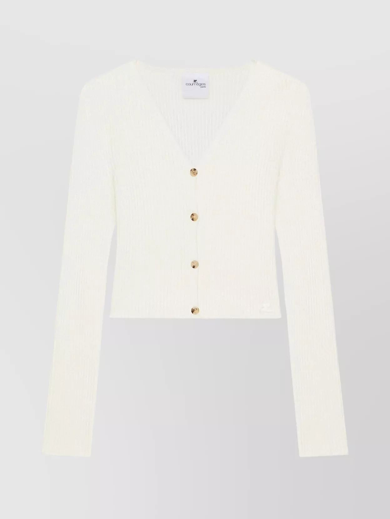 COURRÈGES 브이넥 롱슬리브 가디건