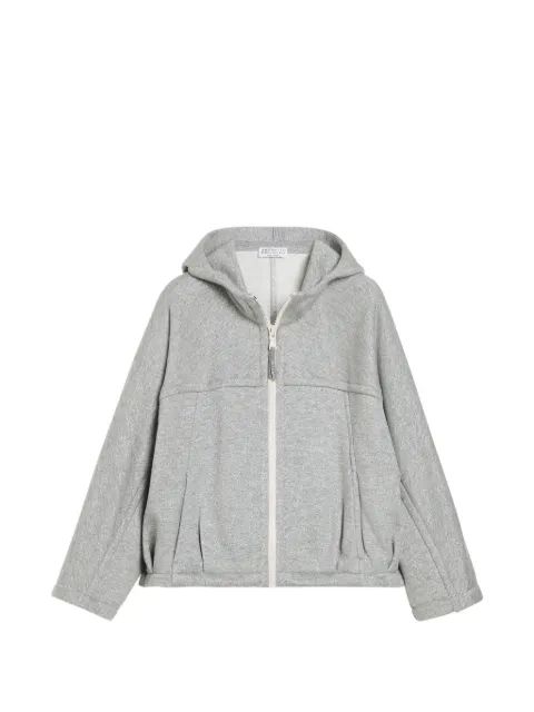 Brunello Cucinelli Kids 스파클링 코튼 후드 집업 맨투맨