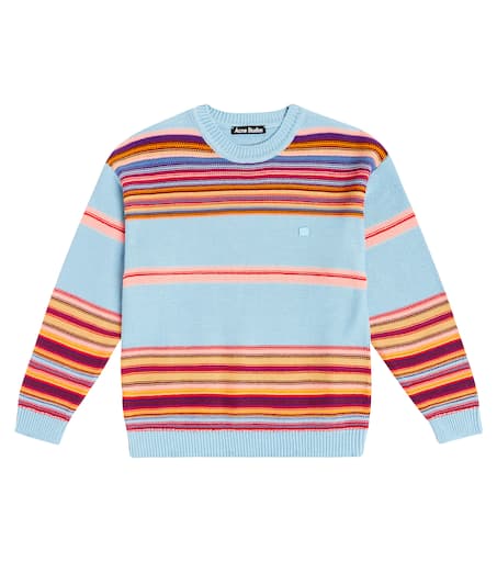 Acne Studios Kids 페이스 로고 스트라이프 코튼 스웨터