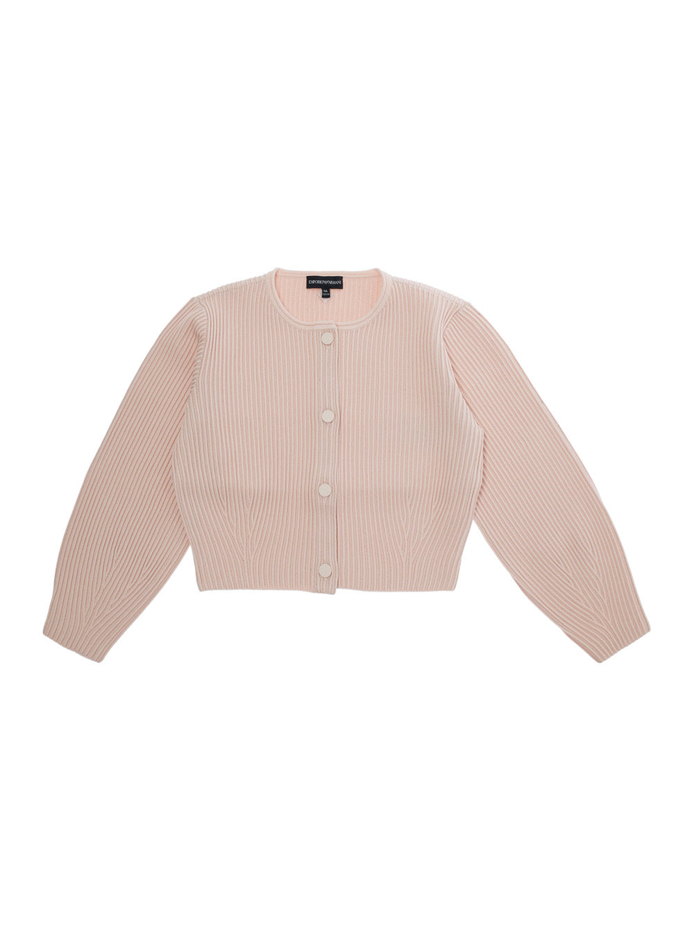 Emporio Armani Kids 여아 저지 롱슬리브 로고 코튼 탑