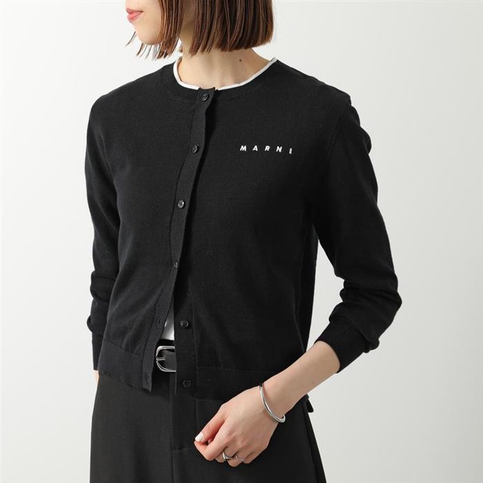 MARNI 마르니  KIDS 블랙 로고 자수 카디건 M01740 M00X2 0M900