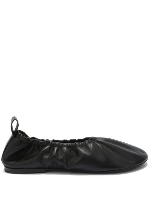 JIL SANDER 가더드 디테일 가죽 발레리나 슈즈