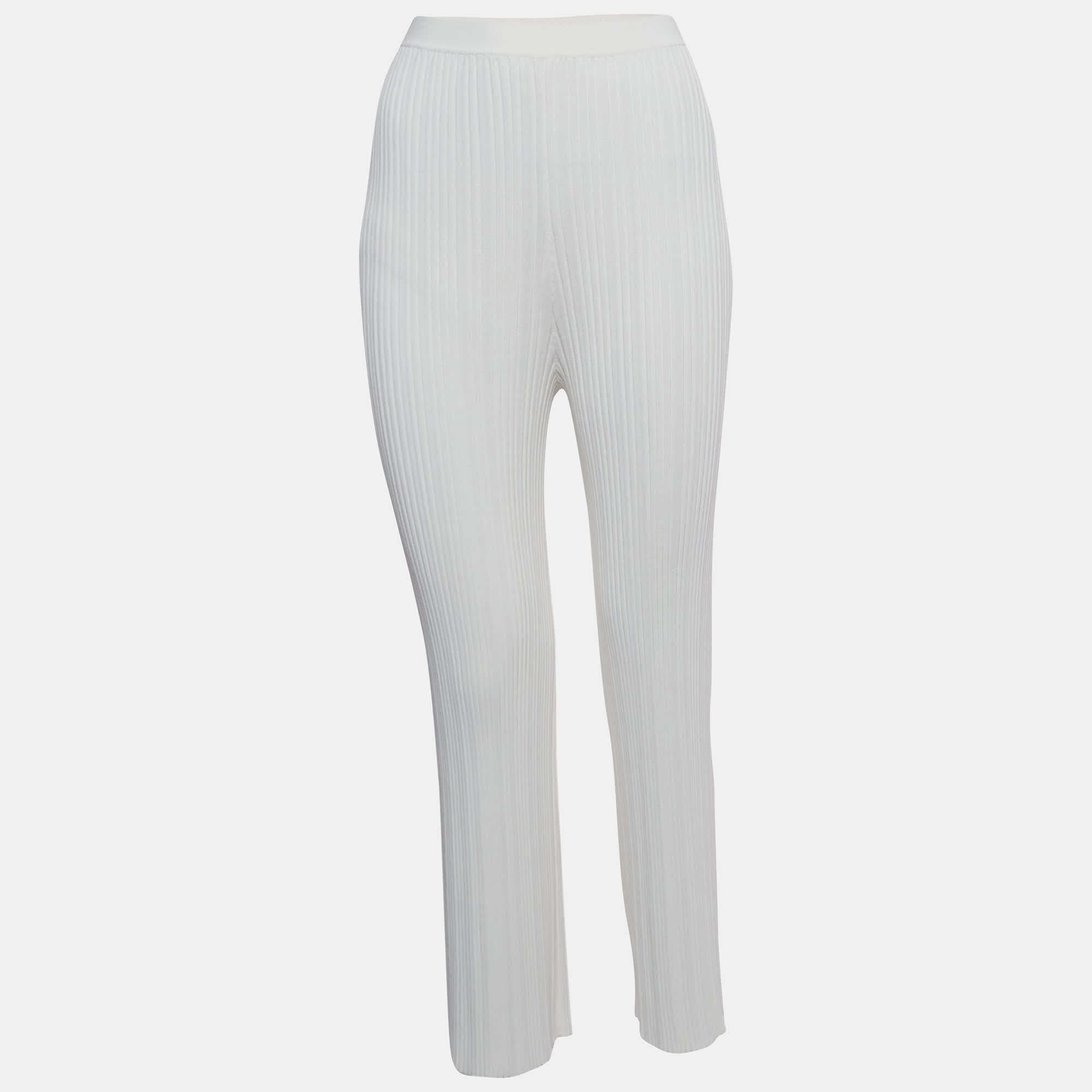 DION LEE 아이보리 화이트 리브드 니트 팬츠