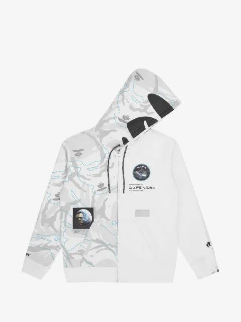 AAPE by A Bathing Ape 로고 프린트 집업 후드티