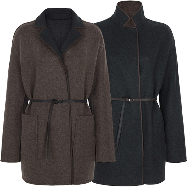 LOROPIANA 로로피아나 블랙 우드 벨티드 리버시블 지미 베이비 캐시미어 자켓 FAF8083 B53M